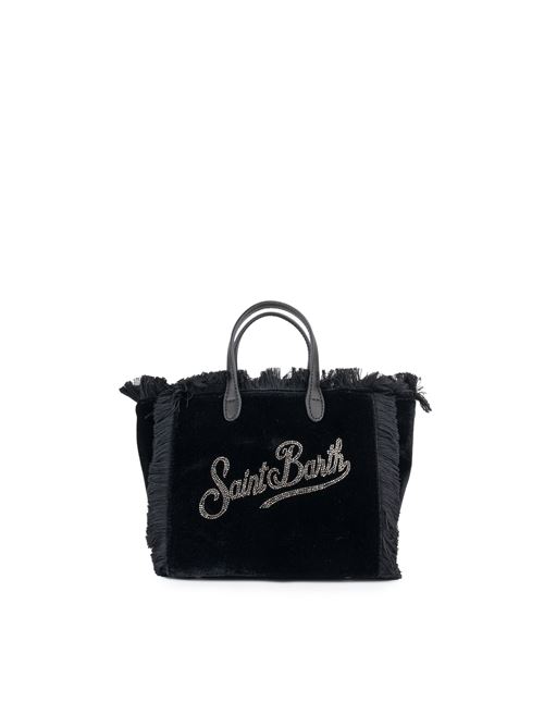 Borsa Vanity Mini in velluto con strass nero Mc2 Saint Barth | VANITY MINI W00504G VELVET STRASS LOGO 00